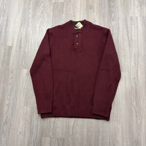NEW Eddie Bauer Fatigue Sweater Men's Extra Large XL Red Ribbed Pullover Preppy
